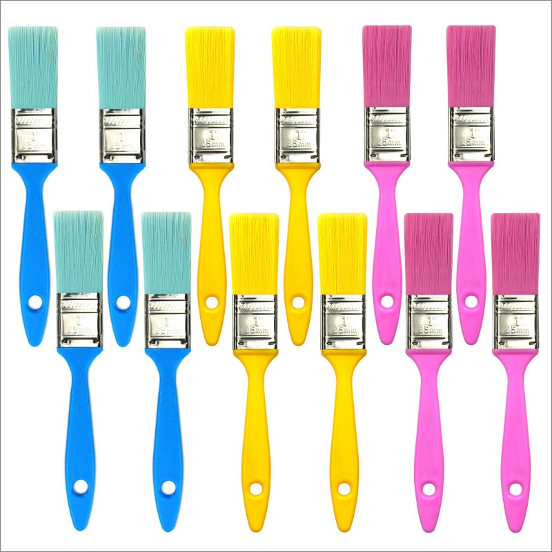Greatandrew Great Andrew 12 PCS Small Paint Brushes1 Inch, Paint Brush for Painting Acrylic Oil Crafts DIY, Paint Brushes for Walls,Touch Up,Trim Painting Supplies - Image 4